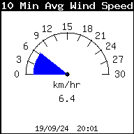 10 minuten gemiddelde windsnelheid